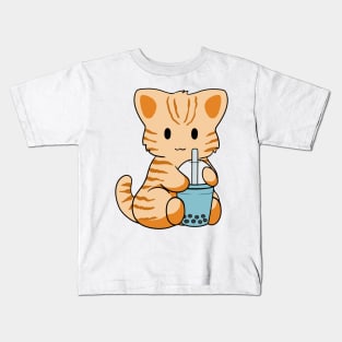 Tabby Cat Bubble Tea Kids T-Shirt